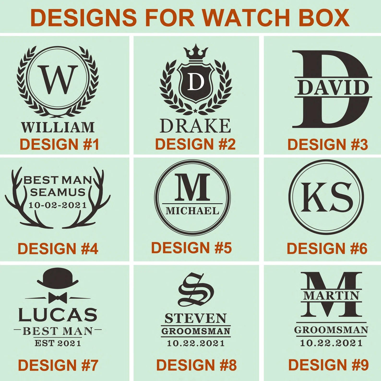 Personalized Groomsmen Watches (w/Bamboo Box)