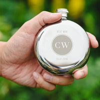 Personalized Silver Stainless Steel Round Hip Flask