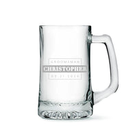 Personalized Engraved 14 oz. Glass Beer Mug for Groomsmen