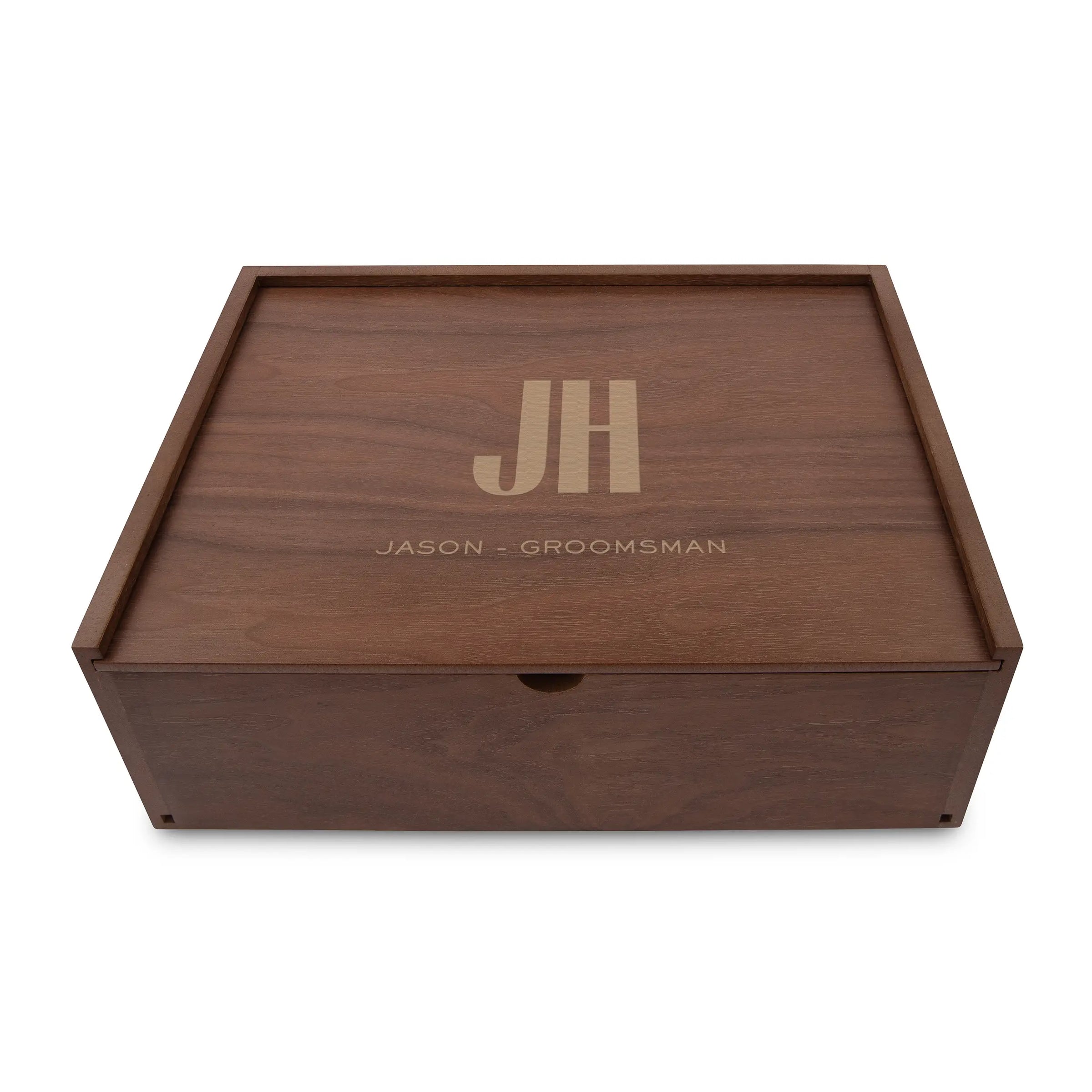 Personalized Engraved Wood Gift Box with Sliding Lid