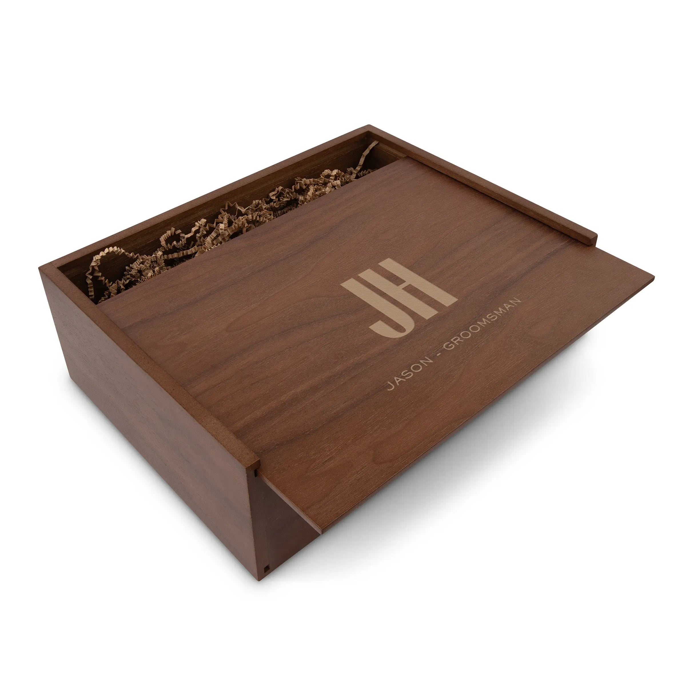 Personalized Engraved Wood Gift Box with Sliding Lid