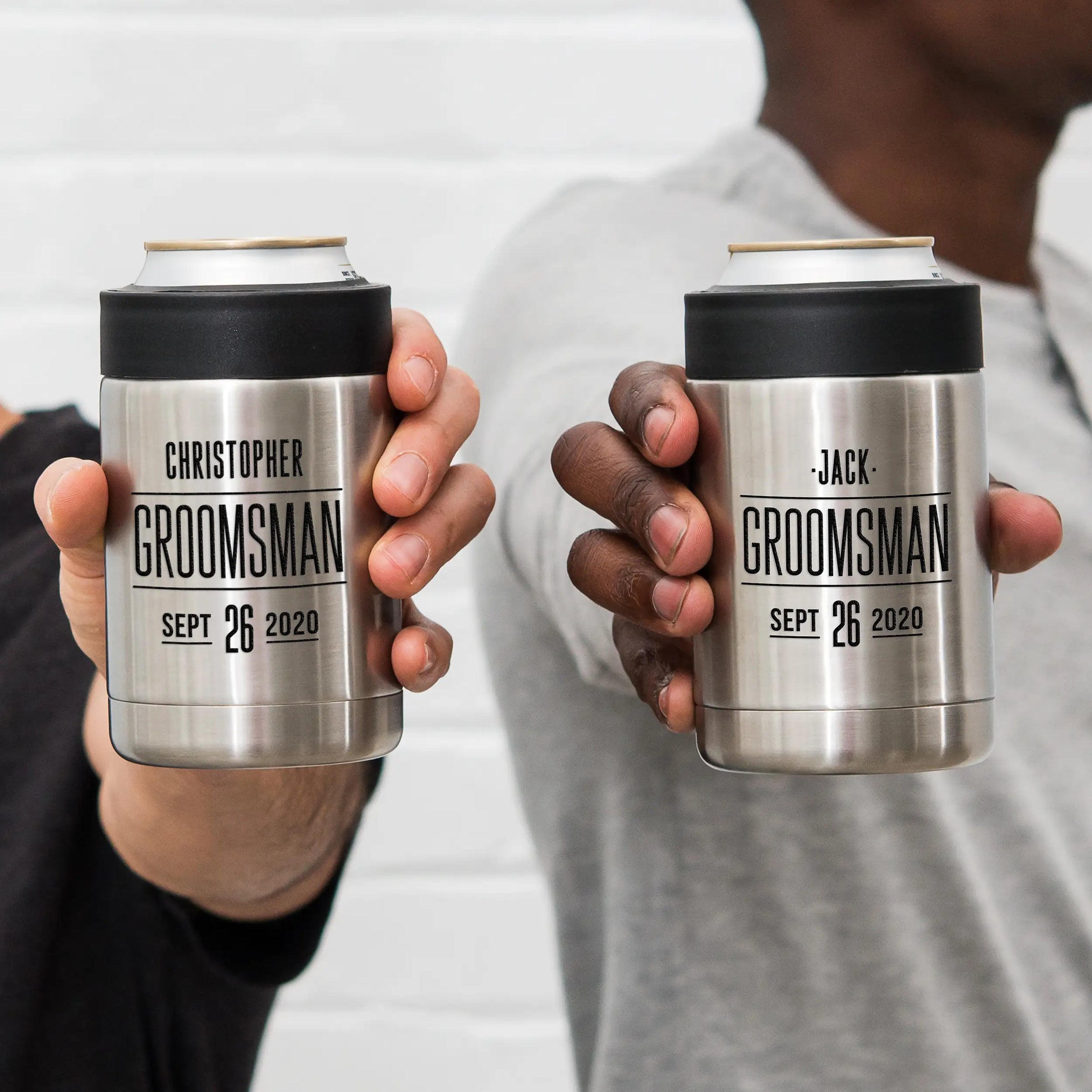 Personalized Stainless Steel Insulated Beer Can Cooler for Groomsmen
