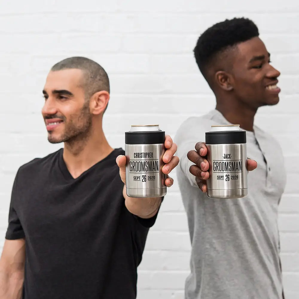Personalized Stainless Steel Insulated Beer Can Cooler for Groomsmen