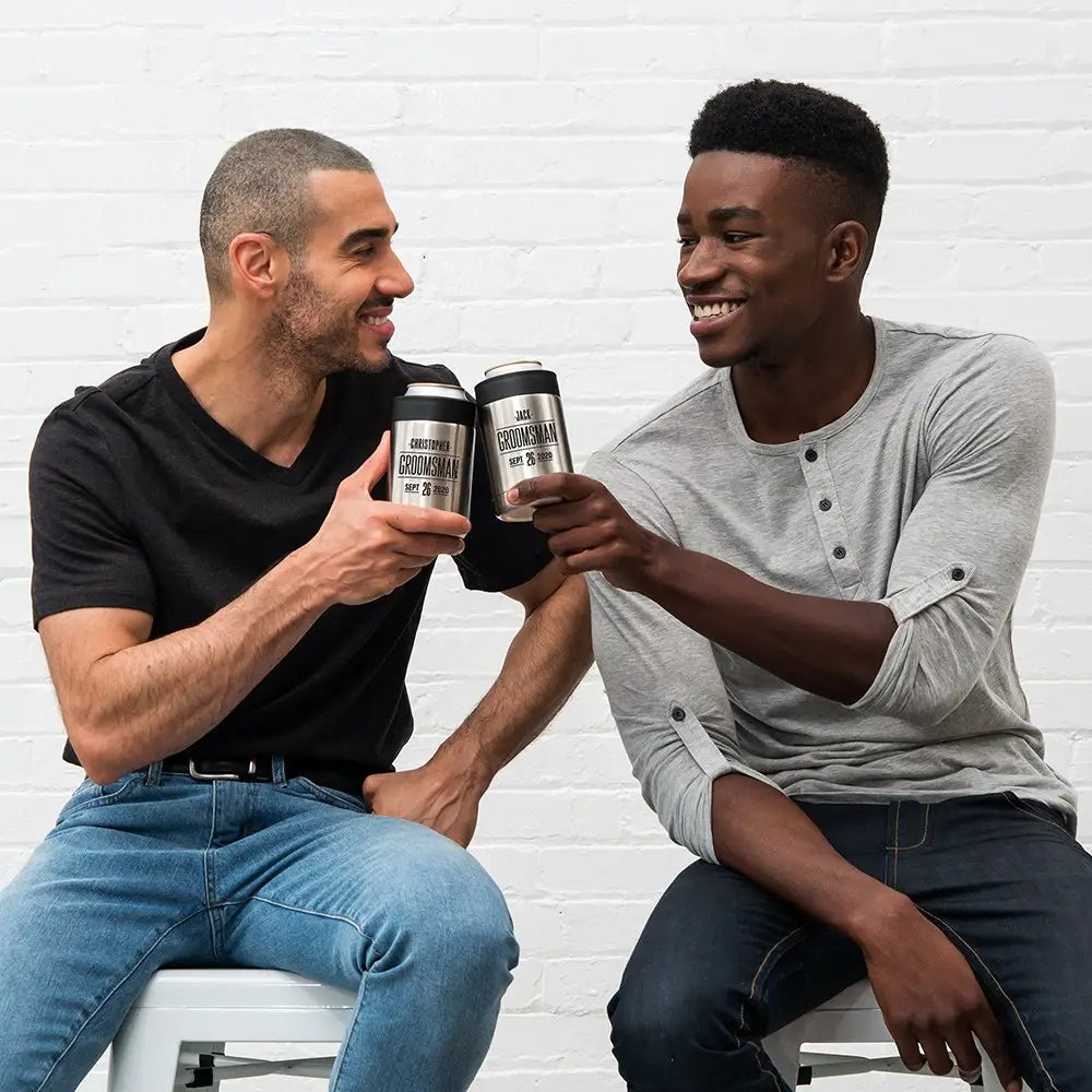 Personalized Stainless Steel Insulated Beer Can Cooler for Groomsmen