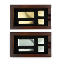 Personalized Engraved Cufflink Set with Tie Bar & Money Clip in Custom Gift Box
