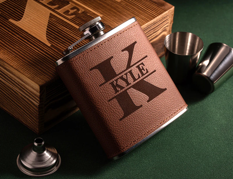 Groomsmen Flask Set (with Wood Box)