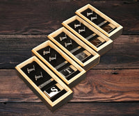 SET OF 5: Groomsmen Custom Cufflinks, Tie Bar, Money Clip & Box Gift Set