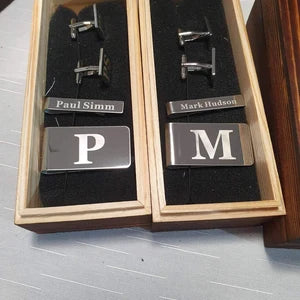 Groomsmen gift set (cufflinks, tie bar, money clip)