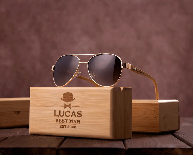 Groomsmen Sunglasses Gift Set (with Bamboo Box)