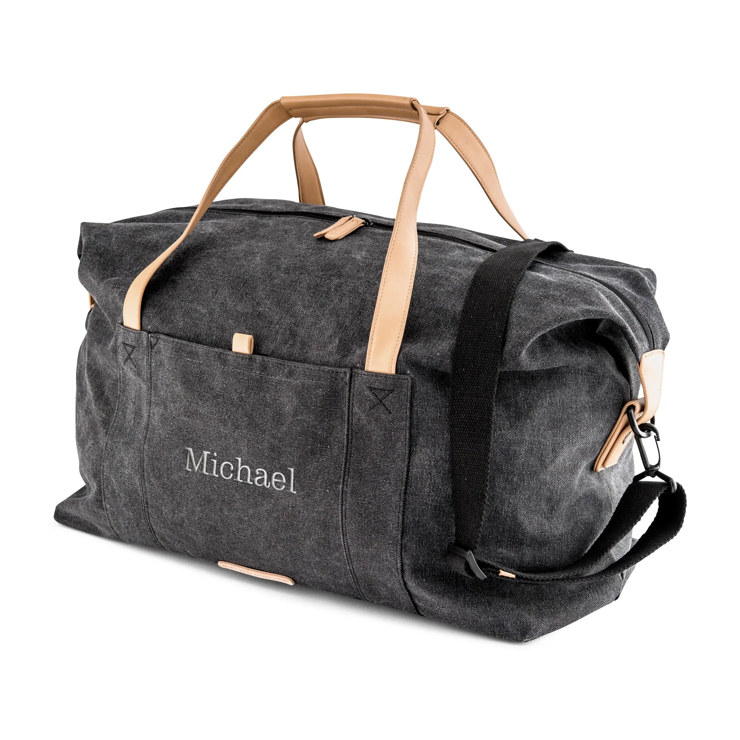 Personalized Canvas Travel Duffle Bag (Black)