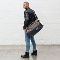 Personalized Canvas Travel Duffle Bag (Black and Grey)
