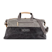 Personalized Canvas Travel Duffle Bag (Black and Grey)