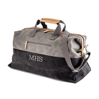 Personalized Canvas Travel Duffle Bag (Black and Grey)