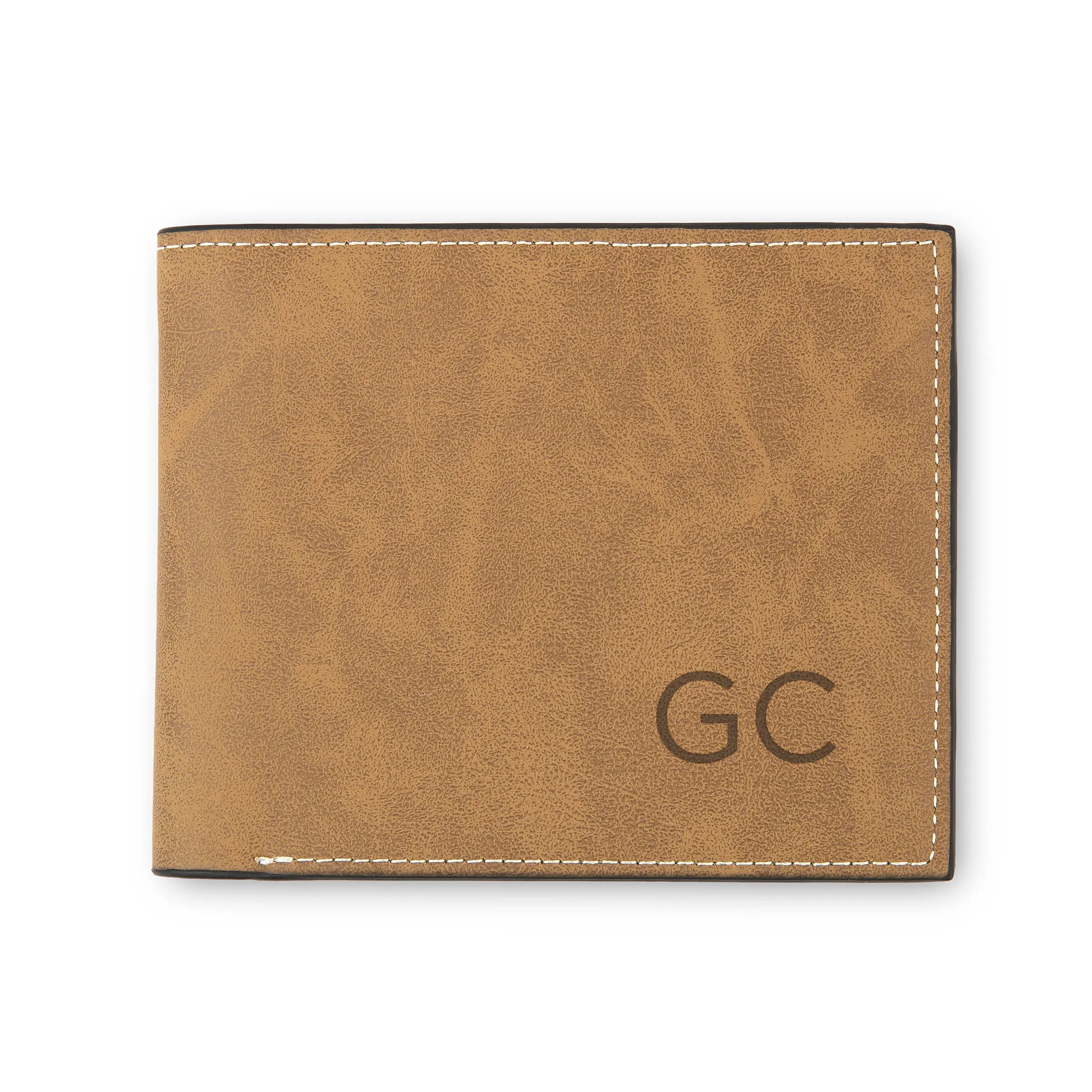 Personalized Engraved Brown Faux Leather Wallet