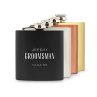 Personalized 6 oz. Stainless Steel Hip Flask Modern Style for Groomsmen
