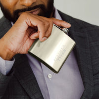 Personalized 6 oz. Stainless Steel Hip Flask Vertical Design for Groomsman