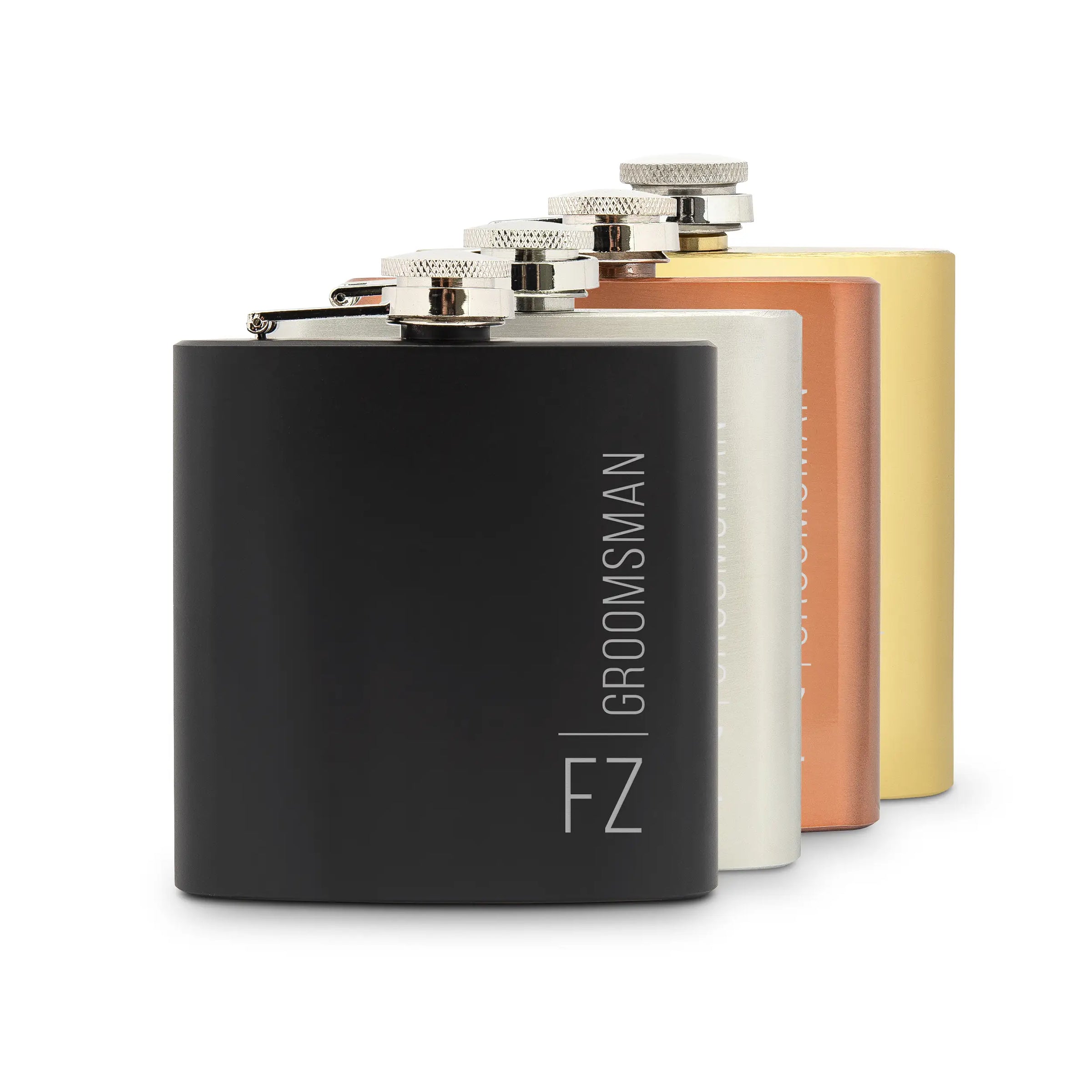 Personalized 6 oz. Stainless Steel Hip Flask Vertical Monogram & Text for Groomsmen