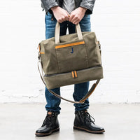 Personalized Weekend Carry On Leather & Canvas Bag