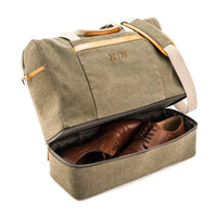Personalized Weekend Carry On Leather & Canvas Bag