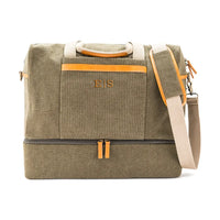 Personalized Weekend Carry On Leather & Canvas Bag