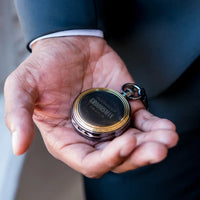 Personalized Gold Frame Gunmetal Pocket Watch for Groomsmen