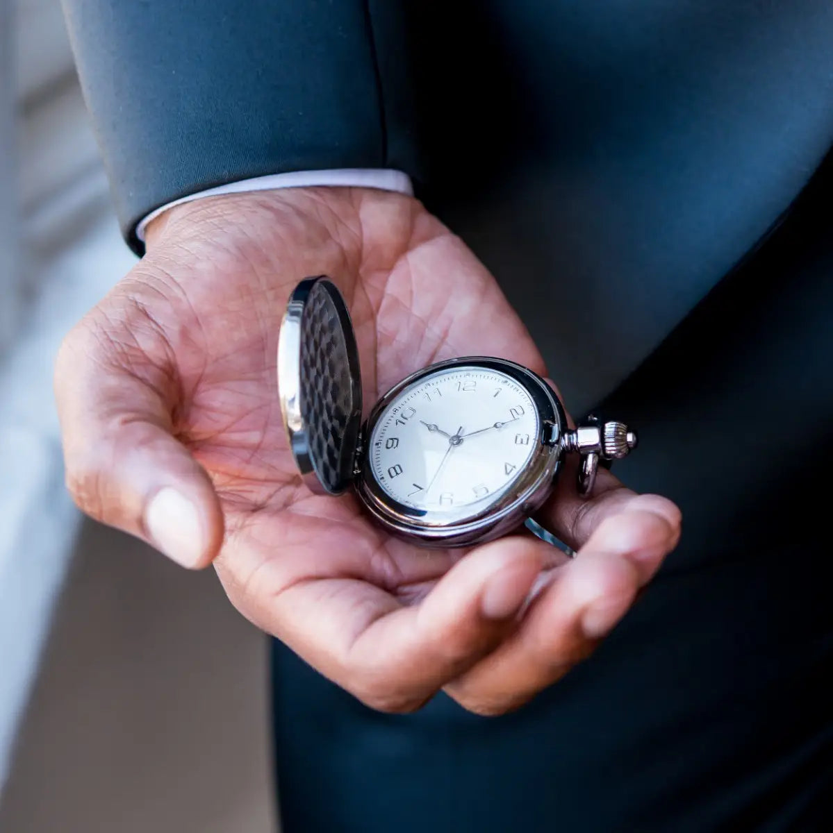 Personalized Gold Frame Gunmetal Pocket Watch for Groomsmen