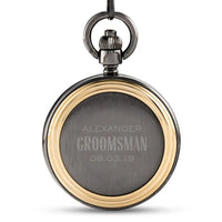 Personalized Gold Frame Gunmetal Pocket Watch for Groomsmen