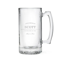 Personalized Engraved 25 oz. Glass Beer Mug Established for Groomsmen