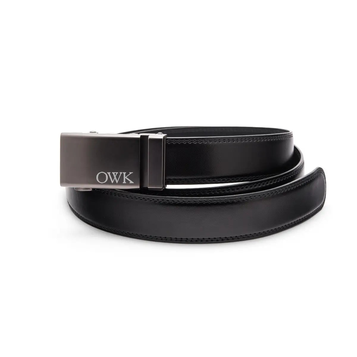 Personalized Black Leather Belt with Monogrammed Buckle