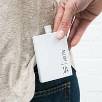 Personalized White Stainless Steel Hip Flask