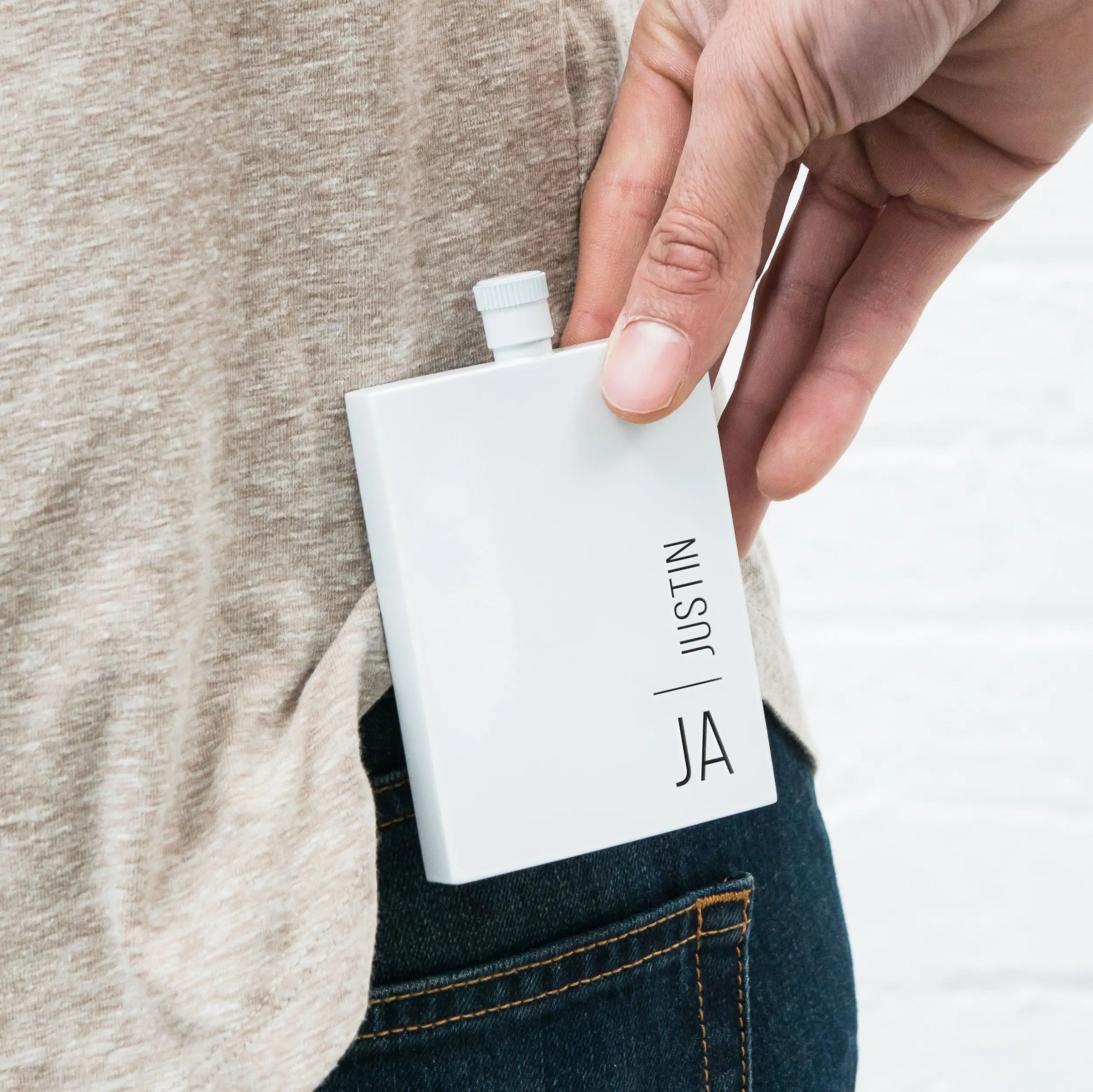 Personalized White Stainless Steel Hip Flask