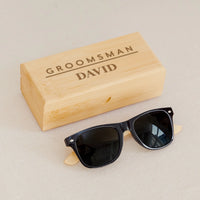 Personalized Bamboo Groomsmen Sunglasses with Wood Case