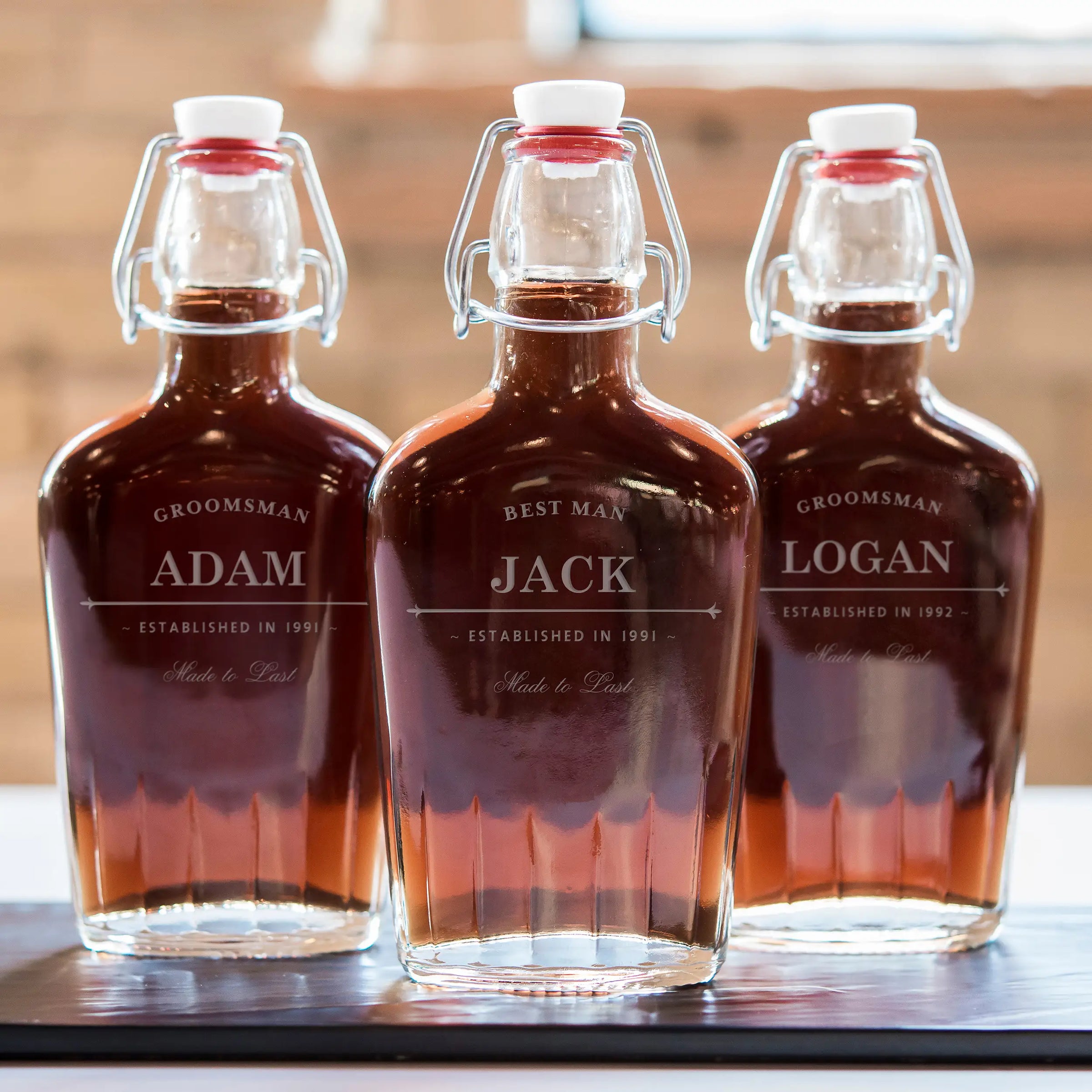 Personalized Clear Glass Hip Flask for Groomsmen