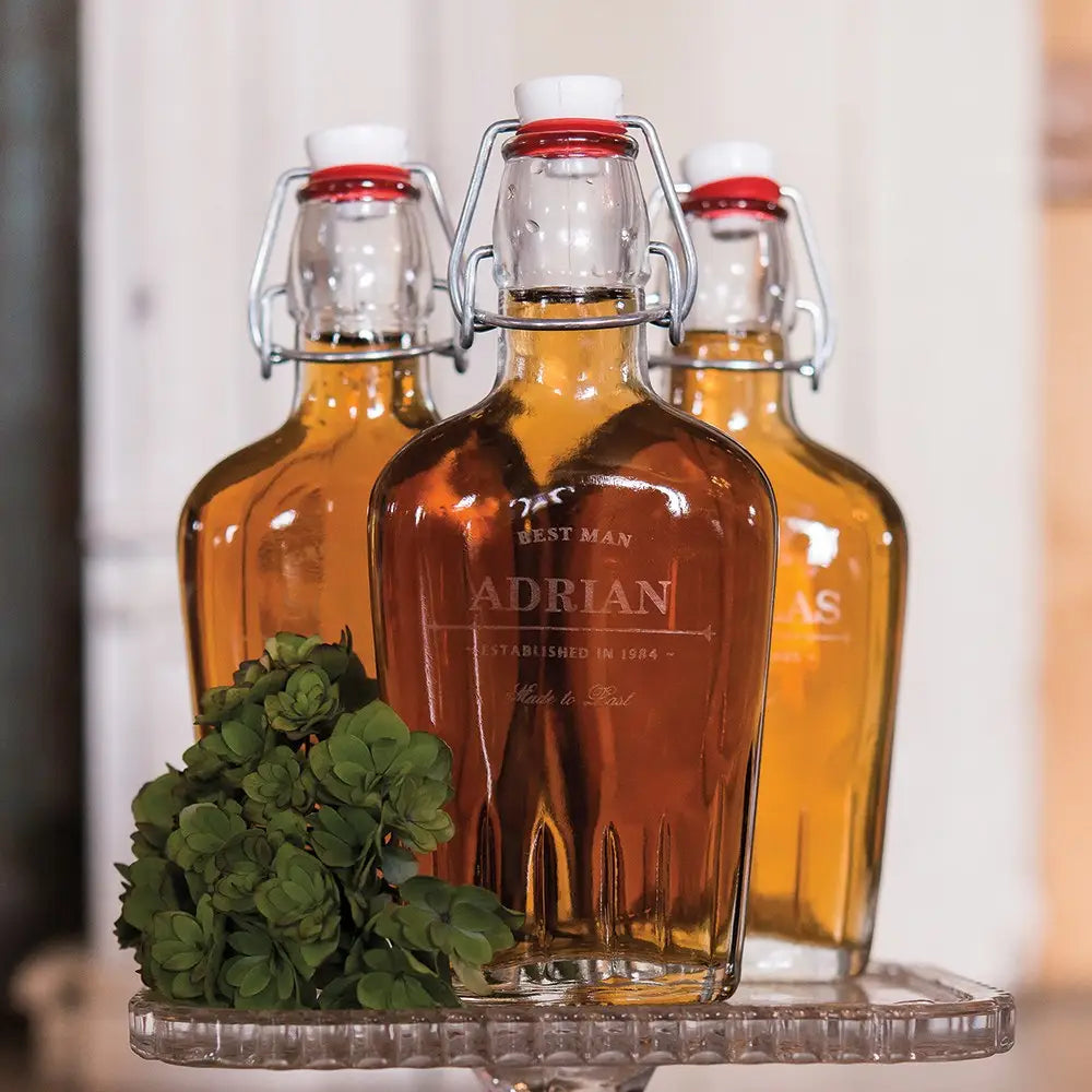 Personalized Clear Glass Hip Flask for Groomsmen