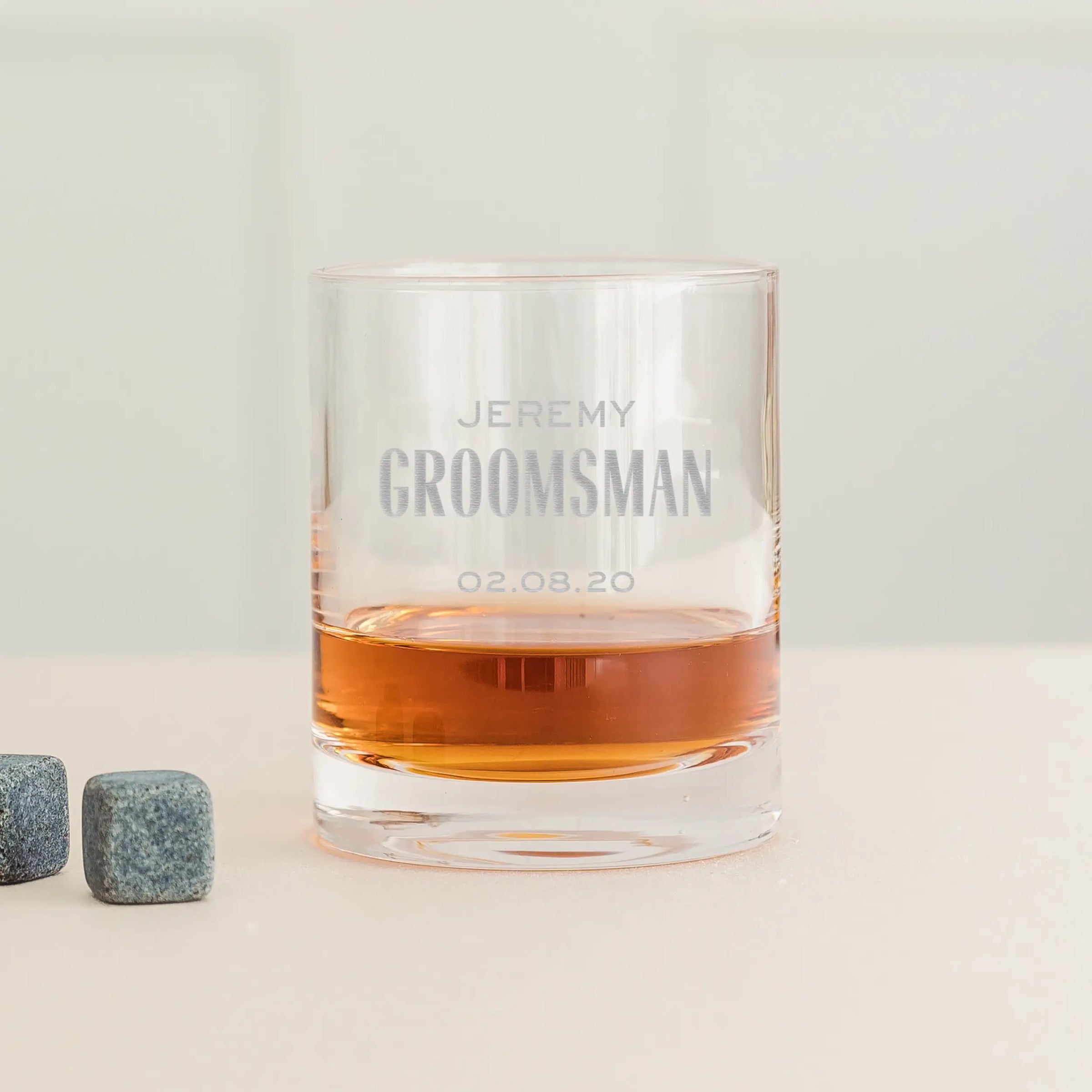 Personalized 11 oz. Whiskey Glass for Groomsmen (Modern)