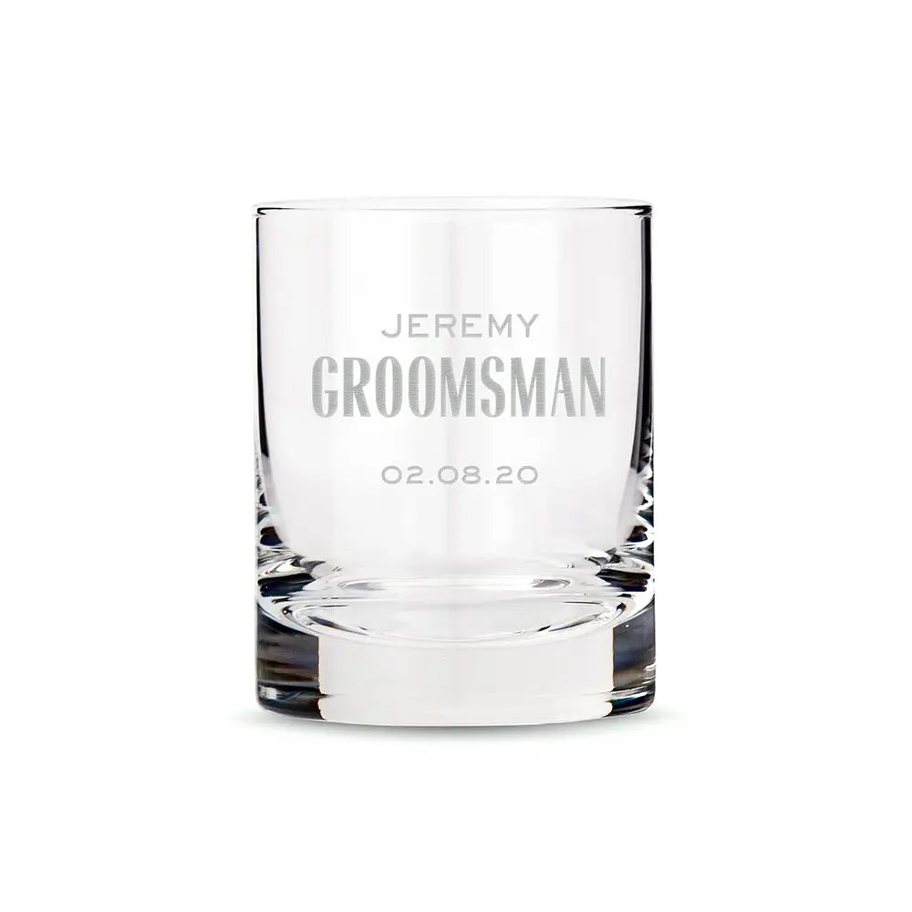 Personalized 11 oz. Whiskey Glass for Groomsmen (Modern)